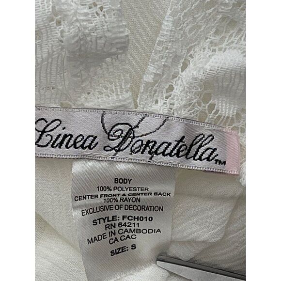 Linea Donatella Women White Flower Sheer Lace Lingerie Nightgown Size S NWT - Picture 11 of 11